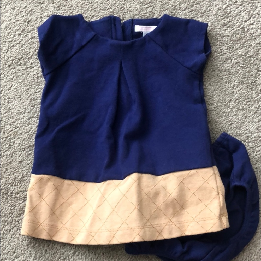Navy and tan Janie and Jack dress with bloomers